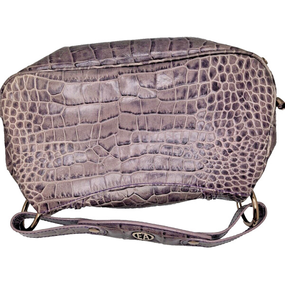 Emporio Armani Large Fold Over Leather Crocodile Embossed Bag & Change Pouch - Picture 5 of 13